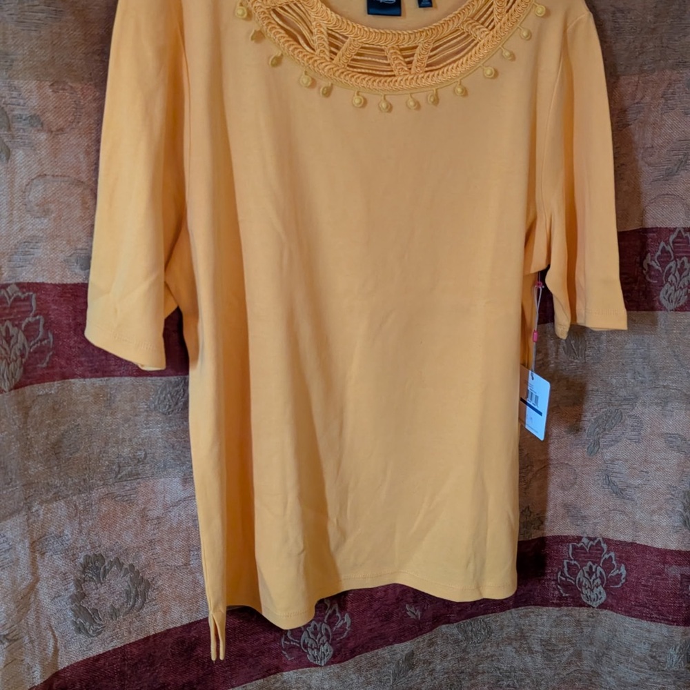 Rafaella Mustard Short Sleeve Top
